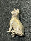 1.25” Sterling Silver Sitting Cat Brooch Pin 925