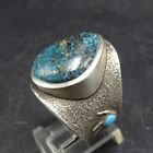 ROBERT W BEGAY Navajo TUFA CAST Sterling Silver TURQUOISE RING BAND size 8.25