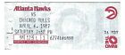 Vintage 04/04/1987 Atlanta Hawks v Chicago Bulls Ticket (Michael Jordan 31 Pts)