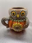 New No Box Johanna Parker Fall Owl Sunflower Pumpkin Brown Orange Holiday Mug