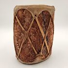 Vintage Native American Indian Wood Log Rawhide Stretched Leather Drum