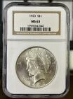 1923 Peace Silver Dollar NGC MS63. Nice White Coin! GC164