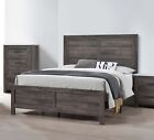 Rustic Gray Bedroom Furniture 1pc King Size Bed Wooden Panel Bed in a Box