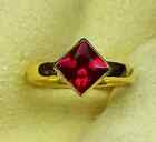 Ruby Ring for Women square shape Unique Engagement Ring Yellow Gold Personalized