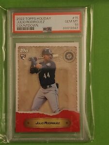 New Listing2022 Topps MLB Holiday Countdown Collection Julio Rodriguez #15 Rookie RC PSA 10