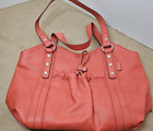 Relic by Fossil Faux Leather Orange Tote Purse Drawstring Pocket Bag