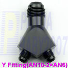 Y Block 3-way Male AN10 -10 10AN to AN6 -6 6AN fuel Fitting Coupler T adapter