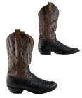 Men's Tony Lama Black & Brown Leather Round Toe Western Boots Size 11 AA *NARROW