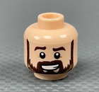 LEGO Minifigure Head Light Nougat Dark Brown Beard Dark Tan Highlights Smile