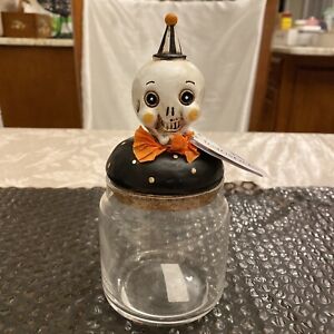 Johanna Parker Pumpkin Peeps Glass Jar Skellie Skeleton Halloween New