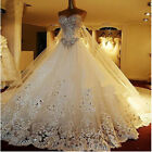 High Quality Crystal Sparkle Wedding Dresses Detachable Back Train Bridal Gown