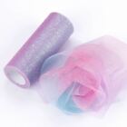 10Yard/roll Rainbow Glitter Tulle Roll Sequin Crystal Organza Sheer Fabric Craft