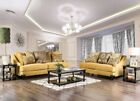 Transitional Living Room Premium Gold Velvet Fabric Sofa Couch Loveseat Set IGEV