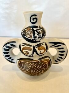 STUNNING! Vintage Regal Picasso Style Cubist Modernist Spain Face Pottery Vase