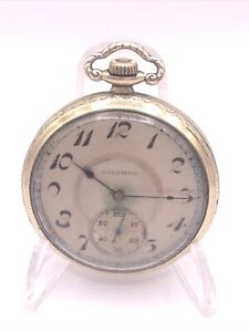 1920 WALTHAM 17 Jewel Grade 210 Size 12s Open Face Pocket Watch Gold Fill Case