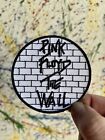 Pink Floyd Iron On Patch The Wall White Round Black Stitch