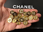 LOT OF 10 Vintage CHANEL Gold color Metal Button CC Logo in Silver High Relief