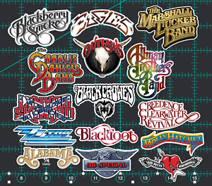 15 Southern Rock Band Logo Stickers -Clear, Holographic, or White - CCR Lynyrd