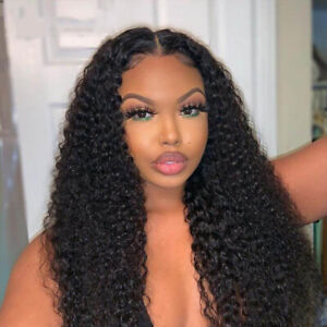 Long Kinky Curly Wigs 13x4 Lace Front Wig Human Hair Pre Plucked with Baby Hair