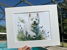 Westie Art Print West Highland Terrier Dog 8x10 matted 11x14 Wall Decor Print
