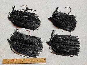 HUGE LIVE RUBBER WEEDLESS JIG LURES, LOT OF 4, MUSKIE, PIKE, BIG BASS, 1.5oz