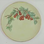New ListingHand Painted Porcelain CHERRIES Dinner Plate by B Robertson Yellow Gold Rim