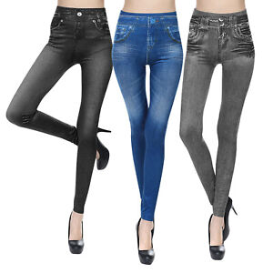 Women's Stretch Jeggings Slimming Cotton Pull On Jean Like Leggings Plus Size