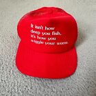 Vintage Fishing Hat Mens Red Snap Back Cap Fishermans Funny 80s Made in USA