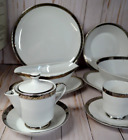 Dishes Set Empress China White w/ Silver Trim Platina 86 Pieces Plates Bowls Cup