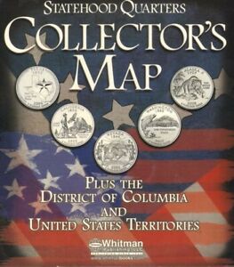 US State Quarter Collection Coin Map Display 50 States DC + Territories Colorful