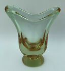 MURANO VASE OR FRENCH WORK 1960 GLASS BREATH REFLECTION GREEN G6435