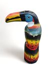 Vintage Hand Carved & Painted Wood Toucan Bird, Peru, c1990s