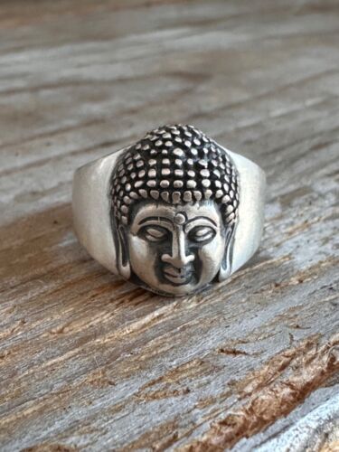 990 Sterling Silver Buddha Sakyamuni Head Ring for Men Women Tibetan Buddhist