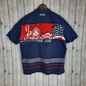 Vintage Tommy Hilfiger Men's Button Shirt Size XL Statue Of Liberty America