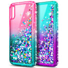 For LG K22 / K22 Plus Case, Liquid Glitter Cute Cover + Tempered Glass Protector