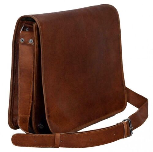 Men's Large Messenger Brown Vintage Leather Shoulder Satchel 18