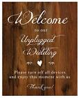 Unplugged Wedding Sign For Wedding Ceremony | Rustic Wood Look On Linen Textured
