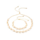 2pcs Cowrie Shell Necklace Choker Bracelet For Women Summer Beach Jewelry Set