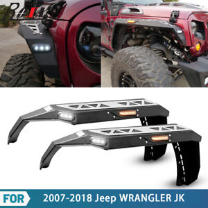 Front Fender Flares for 2007-2018 Jeep Wrangler JK JKU Duty Black Steel 2PC Pair (For: Jeep)