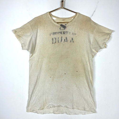 Vintage Champion 1950s T-Shirt 2XL White Single Stitch Stamped Distressed 50s