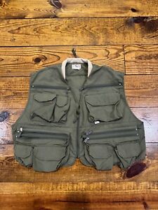 Vintage 80s 90s Orvis Tactical Fishing Vest XL Olive Green Fisherman Adult Used
