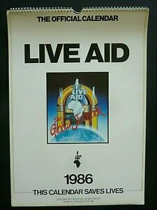 RARE LIVE AID QUEEN BOWIE THE WHO STONES SADE 1986 VINTAGE ORIG MUSIC CALENDAR