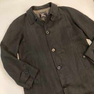 Vintage Burberrys Wool Tench Coat Mens Size 36 Reg Dark Gray Made In England