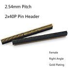 2.54mm Pin Header 2x40P Female PCB Double Row Right Angle Connector Gold Plating