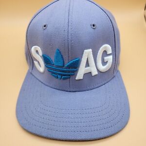 Adidas Hat Cap Snapback SWAG Logo Gray White Blue Embroidered