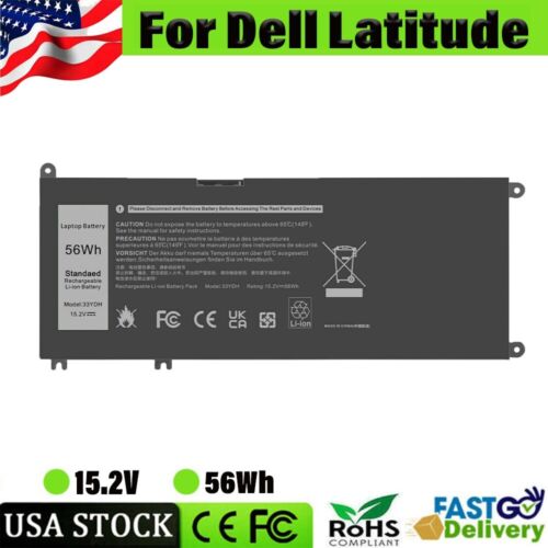 33YDH BATTERY FOR DELL LATITUDE 3380 3480 3490 3580 3590 INSPIRON 7577 7586 56WH