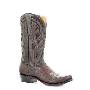 Corral Men's Ostrich Woven Chocolate Narrow Snip Toe Western Boots A3468