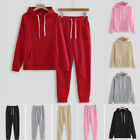 Women Fashion Solid Hooded Sweatshirt Pocket With Pant Tracksuit Sport Suit