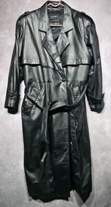 Wilsons Leather Trench Coat Medium Black Lambskin Thinsulate Double Breasted
