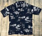 Palmwave Hawaii Shirt Mens Blue Hawaiian Short Sleeve Button Up Extra Large Surf